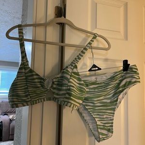 Zebra Animal Print Bikini Swimsuit Size L